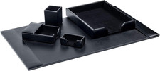 DACASSO Black Bonded Leather 5-Piece Desk Set picture