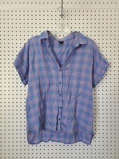 Patagonia Womens Blue & Pink Plaid Short-Sleeve Button-Up Shirt M Lightweight Ca picture