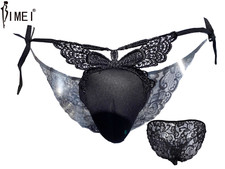 BIMEI Hiding Gaff Brief Sexy Lace Side Tie Underwear Camel Toe for Transgender picture
