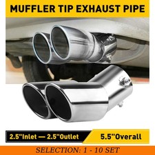 1-10X Rear Exhaust Pipe Kit Tail Muffler Tip Car Accessories Silver Fit 1.4-2.5