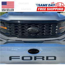 FOR 24-26 FORD F150 FRONT + REAR EMBLEM DARK SMOKE VINYL TINT PRECUT OVERLAYS picture