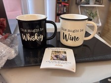 MAINEVENT This Might Be Whiskey This Might Be Wine Mugs Set of 2, Couples Cof... picture