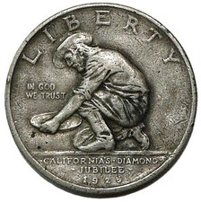 1925 California Diamond Jubilee Commemorative Half Dollar *** Choice AU picture