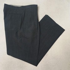 Vintage Haggar Pants Mens 38x32 Gray Striped Pleated Dress Polyester Rayon USA picture