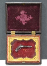 Antique Guttapercha folding Frame 18th Century Miniature Powder Pistol picture