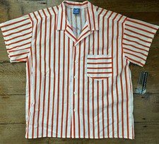 WOW  Vtg Op Ocean Pacific Orange Striped Shirt Surf Camp Cool Graphics 80's NWT picture