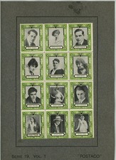 Rare 1914-15 Postaco Film Star Stamps Salesman’s Sample – 72 Stamps (Serie 19) picture