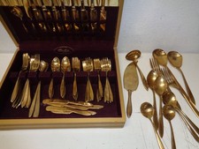 Dirilyte Dirigold Regal Flatware Lot 88 Pieces w/ Original Box Serving Pieces picture