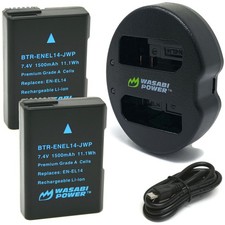 Wasabi Power Battery (2-Pack) and Dual Charger for Nikon EN-EL14, EN-EL14a picture