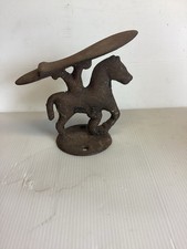 ANTIQUE CAST IRON CHILD'S SHOE SHINE STAND EQUESTRIAN /FOOT REST /GOLDEN  AGE picture