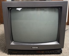 Toshiba 13” Color CRT TV Blackstripe Wood Grain Vintage Retro Gaming Tested picture
