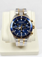 Movado Heritage Calendoplan 3650126 Chronograph Blue Dial Two Tone Men’s Watch picture