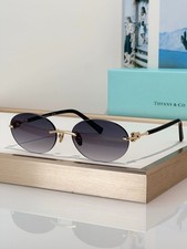 Tiffany & Co. TF3104-D Rimless Sunglasses Black Gold Purple Smoke Gradient Lens picture