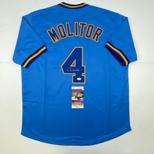 Autographed/Signed Paul Molitor Milwaukee Blue Baseball Jersey JSA COA Auto picture