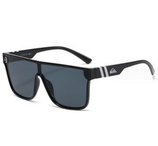 Quiksilver SciFi Shield Sunglasses Shiny Black Frame Dark Smoke Tinted Lens picture
