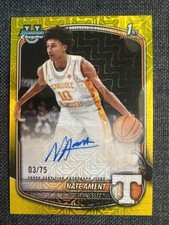 2025-26 Bowman Chrome U Nate Ament Yellow /75 1st Auto On Card picture