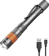 EverBrite Black/Gray Rechargeable Pen Light Zoomable Water Resistant Aluminum US picture