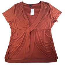 Torrid Fire Brick Red Stretch Mesh Surplice Shirred Top Plus Size 2 NWT picture