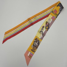 Hermès Grand Théâtre Nouveau Silk Twilly Yellow Lion Zebra Tiger Print picture