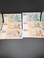 Czech Koruna Banknotes Lot 100/200/500 Kč 1997-98 Circulated – 6 Notes picture