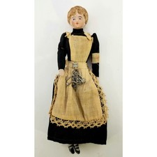 Antique Bisque German Red Cross Lady Nurse Dollhouse Doll All Original With Keys picture