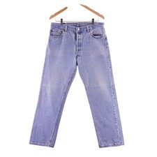 Vintage Levis Mens 36x30 501 Light Wash Straight Leg Button Fly Denim Jeans picture