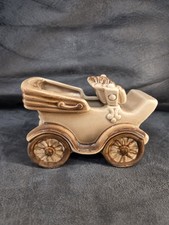 Vintage Ceramic Antique Car Planter Made in Japan Brown Glaze Horseless Carriage picture