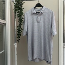 Faherty Brand Mens LT Striped Short Sleeve Polo Shirt Blue Red Preppy picture