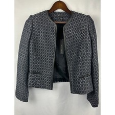 Women’s Willi Smith Blue, Black, Silver Tweed Open Blazer size 6 picture