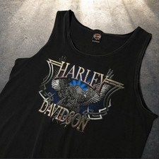 Vintage Harley Davidson Austin Texas Eagle Graphic Tank Top Black Large Skater picture