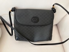 AUTHENTIC VINTAGE GUCCI BLACK GG MONOGRAM LOGO CROSSBODY SHOULDER BAG PURSE S Sh picture