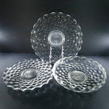 Fostoria American Glass Torte Plate Serving Bowl Cubist Set of 3 Clear Vtg picture