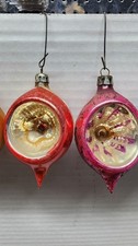 🌟 VINTAGE  INDENT TEARDROP  REFECTOR CHRISTMAS TREE BLOWN GLASS ORNAMENTS picture