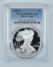 1996-P American Silver Eagle PR69 DCAM PCGS Blue Label picture