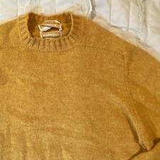 Vtg Jantzen Sweater Mens Large Yellow Crew Neck Knit Tumblespun Pullover 60s 70s picture