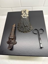Antique 19th Century Cast & Wrought Iron 3-Piece Primitive Decor Lot picture