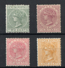 Ceylon QV SG147/150 2c to 8c values Wmk crown CA: Mint (MM) picture