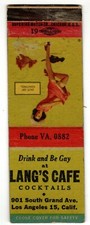 LANG'S CAFE matchbook matchcover - LOS ANGELES, CALIFORNIA - GIRLIE PINUP picture