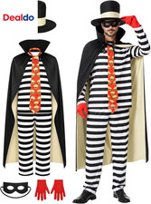 Mens 7 Piece Robber Costume Halloween Burglar Bandit Cosplay Outfit picture