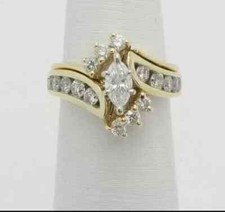 3Ct Marquise Cut Lab-Created Diamond Women's Wedding Ring 14K Yellow Gold Plated picture