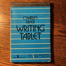 Vtg Charles River Writing Tablet Lined NOS 6” x 9” Lined Quality Fav-vo-rite 100 picture