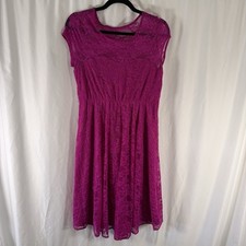 NEW ASOS Maternity Dress Women's 6 Pink Sheer Lace Fit and Flare Short Sleeve picture