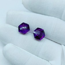 Natural Unique 20.30 Ct checkerboard Cut Amethyst Purple Crystal Gems 2 Pcs Lot picture