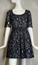 Carven 2013 Navy Lace Overlay Gingham Mini Dress SIZE FR38 US6, Spring Summer picture