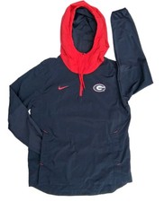Nike Georgia Bulldogs On Field Hooded 1/4 Zip Windbreaker Jacket Size Large picture