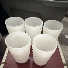 Vintage 1950’s Set of 5 White Textured Milk Glass picture