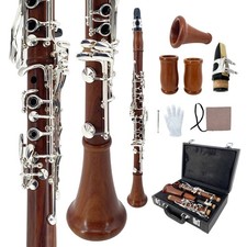 Bb Key 17 key Professional Clarinet Rosewood Wooden Body Silver Plated NEW picture