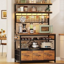 Bakers Rack with Power Outlet &Storage, 35.4
