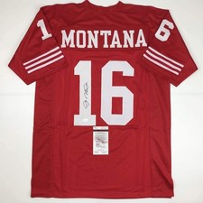 Autographed/Signed JOE MONTANA San Francisco Red Jersey JSA COA Auto picture