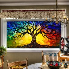 Colorful Tree of Life Privacy Window Film 39.3x17.7 Inch PVC picture